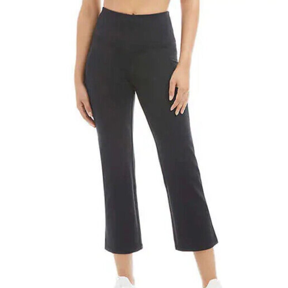 Jockey Women Black Yoga Capri Cropped Slit Flare Pants, size S NWT